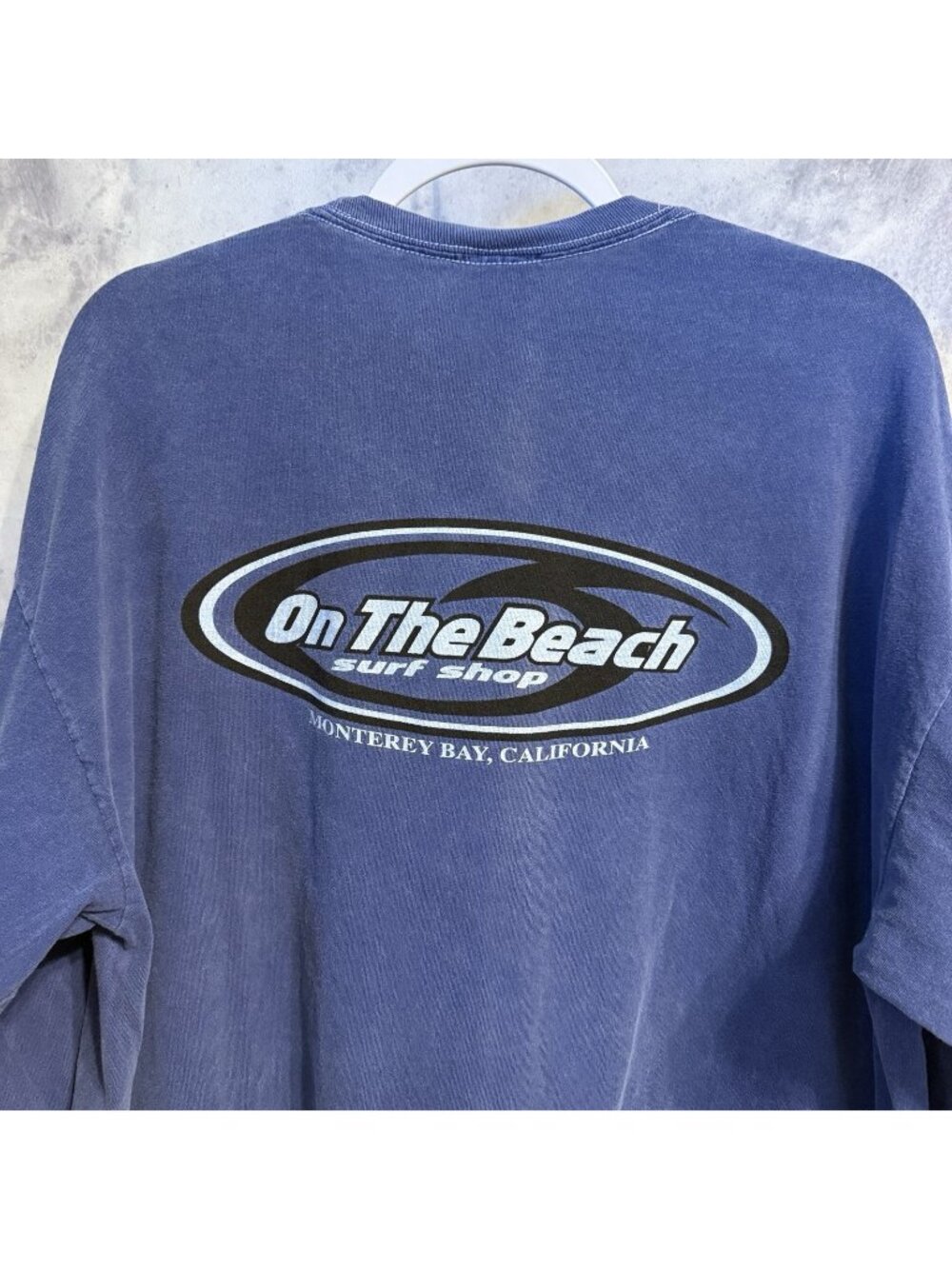 Vintage On The Beach Surf Shop T Shirt Mens 2XL Blue Long Sleeve Monterey Bay